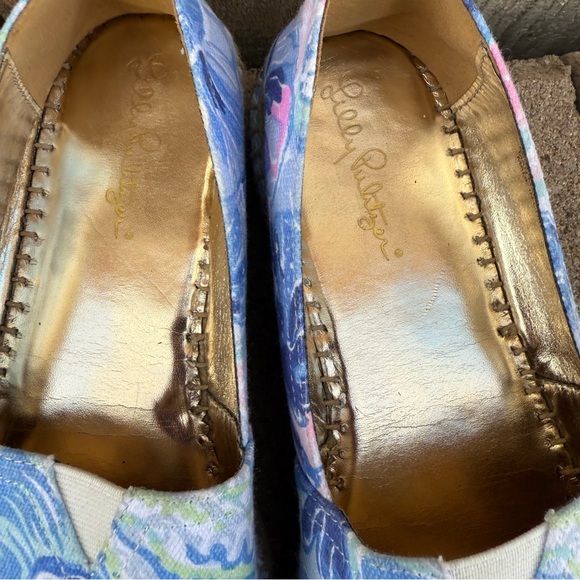Lilly Pulitzer Women’s Marlo Blue Pink Espadrille Platform Loafer Shoe Size 8 - Picture 3 of 11